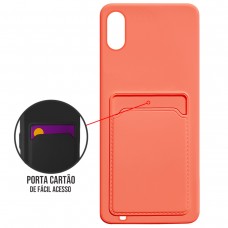 Capa para Samsung Galaxy A01 - Emborrachada Case Card Salmão